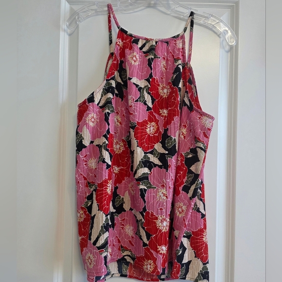 LOFT Pink and Red Floral Camisole Top Size Medium - Picture 3 of 3
